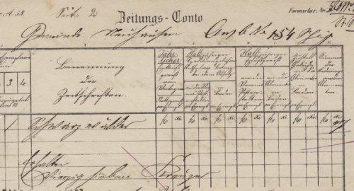 Baden - Villingen L1 a. Zeitungs-Conto 1871