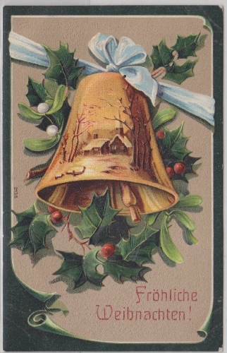 Glückwunsch Weihnachten farbige Prägekarte Deuben - Nieder-Pesterwitz 1910