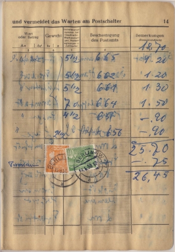 Berlin - 25+10 Pfg. Bauten I Einlieferungsbuchseite Berlin SW77 - Schrift