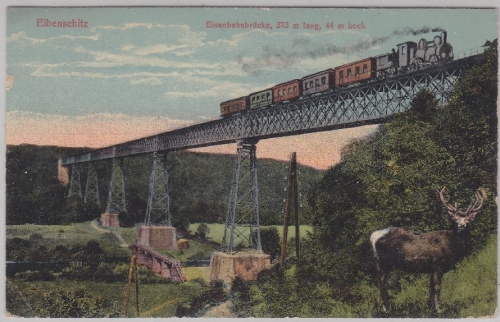 Mähren - Eibenschitz Eibenschütz Eisenbahnbrücke farbige AK gelaufen 1912