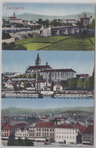Böhmen - Leitmeritz Litoměřice farbige Mehrbild-AK gelaufen ca. 1930