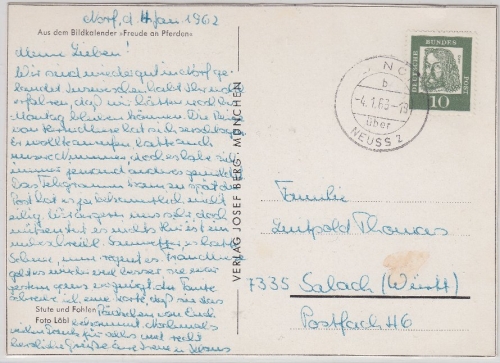 BRD - Norf über Neuss 2 Poststelle I teilaptierter Tagesstempel Karte 1963