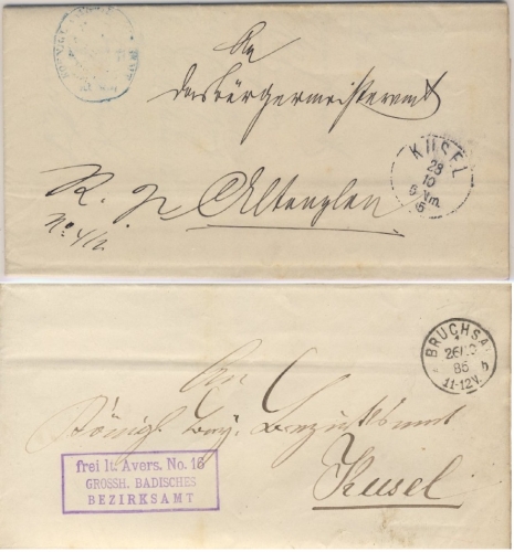 Bayern - Kusel Bruchsal Altenglan 1885 Dienstbrief Wendebrief m. Inhalt