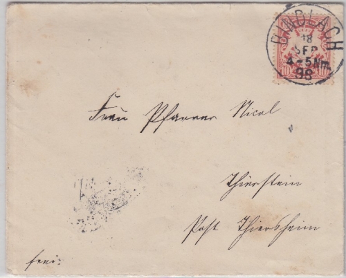 Bayern - Bindlach 1893 K1 Brief 10 Pfg. Wappen n. Thierstein