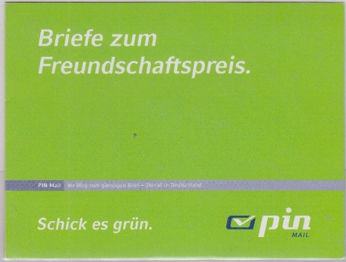 Berlin - Privatpost PIN-Mail Werbekärtchen "Briefe zum Freundschaftspreis"
