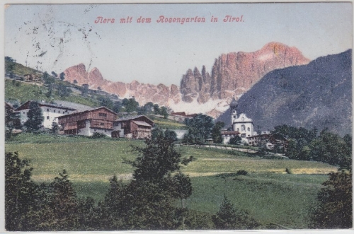 Österreich - Tirol, Tiers farbige Ortsansicht gelaufen n. Dresden 1907