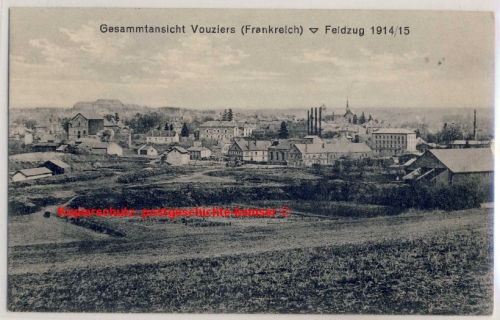Frankreich - Vouziers Ardennes Vue Generale sw-AK/Feldpost n. Dresden 1915