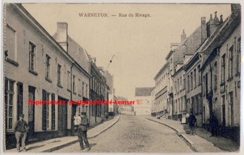 Belgien - Warneton Hennegau Rue de Rivage sw-AK/Feldpost n. Großröhrsdorf 1916