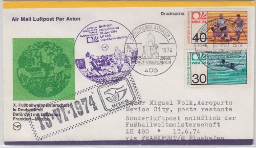BRD - X. Fussball-WM Sonderflug Mönchengladbach - Frankfurt - Mexico City 1975