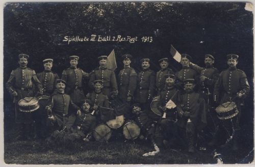 Bayern - Militär Lager Lechfeld Spielmannszug III. Btl. 2. Res.Rgt. sw-Fotokarte