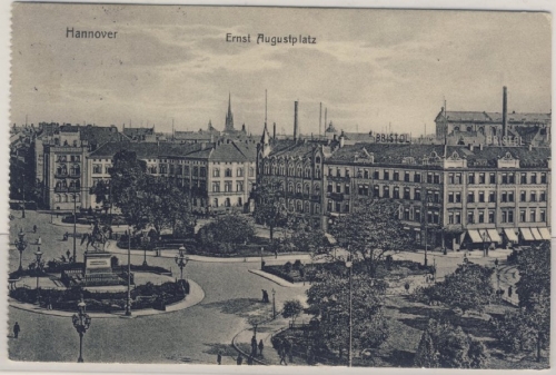 Niedersachsen - Hannover Ernst August Platz sw-AK gelaufen 1914 n. Holland