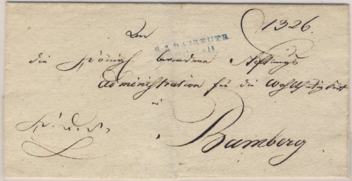 Bayern - Bayreuth 1811 blauer L2 Dienstbrief n. Bamberg - Faltbrief ohne Inhalt