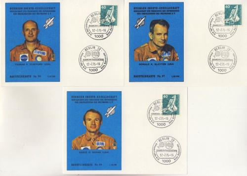 Raumfahrt - H. Oberth-Gesellschaft Bausteinkarte 97-101 5 Karten SST Berlin 1975