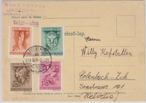 Ungarn - Pfadfinder Friedenstreffen 1939 - Satz Karte v. Jäszbereny - SCHWEIZ