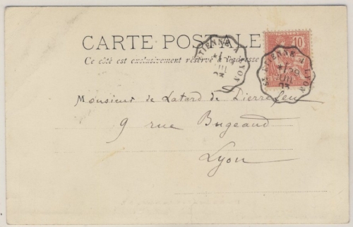 Frankreich - St. Etienne - Lyon Bahnpost Karte n. Lyon 1903