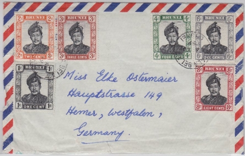 Brunei - Kuala Belait 1959 Luftpostbrief n. Deutschland/Hemer 1959