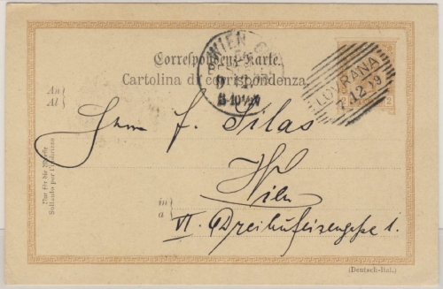 Österreich/Kroatien - Lovrana 1899 2 Kr. Ganzsache n. Wien