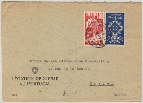 Portugal - 1,75 E. Port. Legion u.a. Konsulatsbrief Lisboa - SCHWEIZ 1942