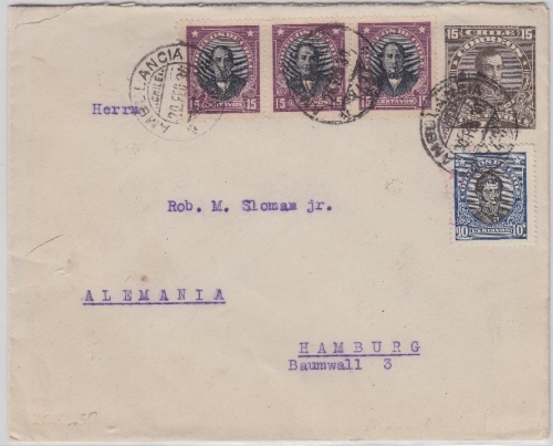 Chile - 15 Ctv. Ganzsache + Zusatz Brief Ambulancia 43 Bahnpost San Antonio 1930