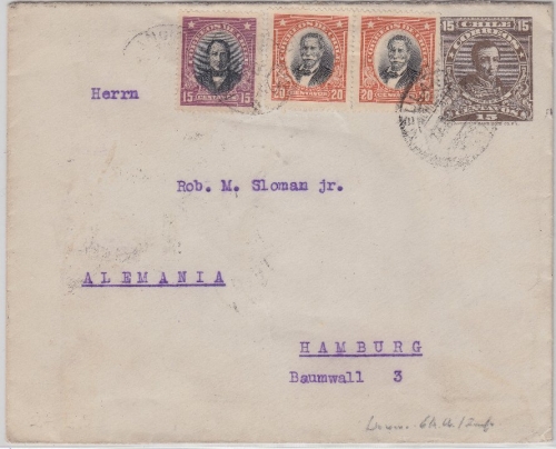 Chile - 15 Ctv. Ganzsache + Zusatz Brief Ambulancia 43 Bahnpost San Antonio 1929