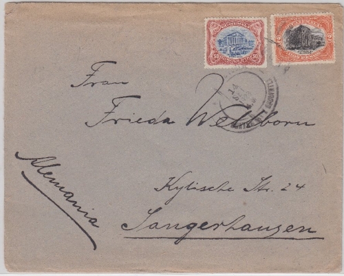 Guatemala - 2 P. + 50 C. Brief Guatemala (City) - Sangerhausen 1923