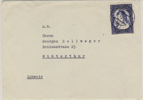 Österreich - 2,40 S. Schulkind/Mädchen Brief Innsbruck - Winterthur 1953