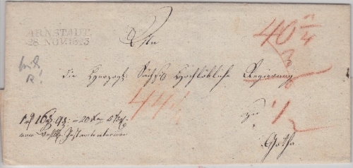 Thurn & Taxis - L2 Arnstadt a. Auslagenbrief n. Gotha 1823 - ohne Inhalt