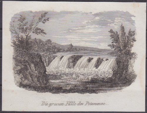 USA - Die großen Fälle des Potomac, Original-Stich 19. Jhdt., ca. 11x9 cm -