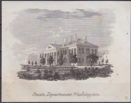 USA - Staats-Departement Washington, Original-Stich 19. Jhdt., ca. 11x8cm -