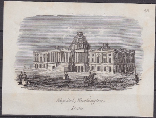 USA - Kapitol Washington Fronte, Original-Stich 19. Jhdt., ca. 12x9cm - siehe