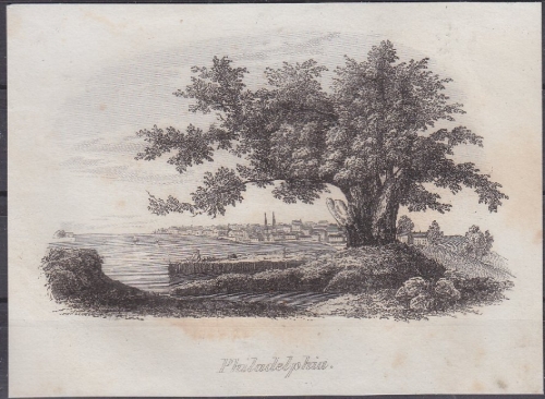 USA - Philadelphia, Original-Stich 19. Jhdt., ca. 11x8cm - siehe auch