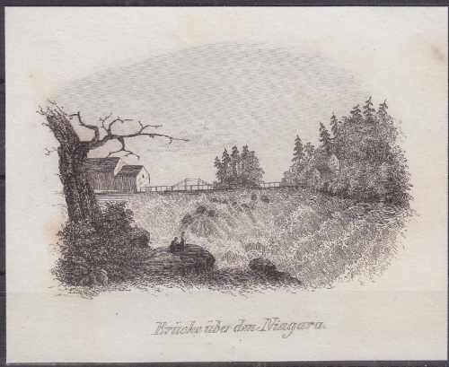 USA - Brücke über den Niagara, Original-Stich 19. Jhdt., ca. 10x8cm - siehe