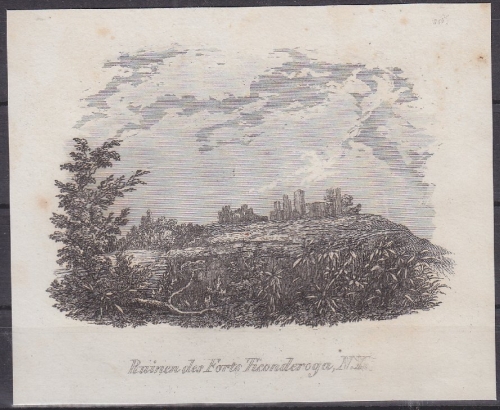 USA - Ruinen des Forts Ticonderoga NY, Original-Stich 19. Jhdt., ca. 10x8cm -