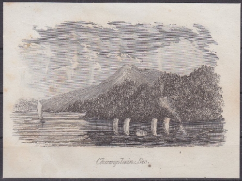 USA - Champlain-See, Original-Stich 19. Jhdt., ca. 12x9cm - siehe auch