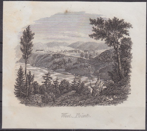 USA - West Point, Original-Stich 19. Jhdt., ca. 11x9cm - siehe auch allgemeine