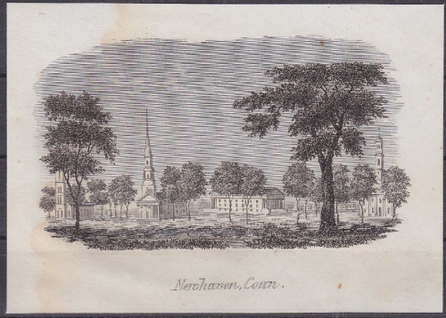 USA - Newhaven Conneticut, Original-Stich 19. Jhdt., ca. 12x8cm - siehe auch