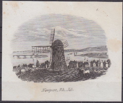 USA - Newport Rhode Island, Original-Stich 19. Jhdt., ca. 10x9cm - siehe auch