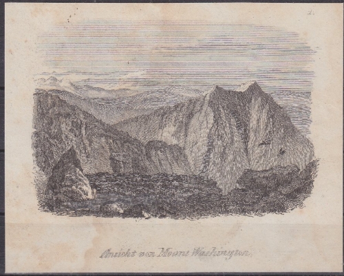 USA - Ansicht von Mount Washington, Original-Stich 19. Jhdt., ca. 12x9cm -