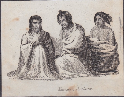 USA - Konzas Indianer, Original-Stich 19. Jhdt., ca. 12x9cm - siehe auch