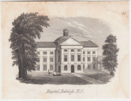 USA - Kapitol Raleigh NC, Original-Stich 19. Jhdt., ca. 12x10cm - siehe auch