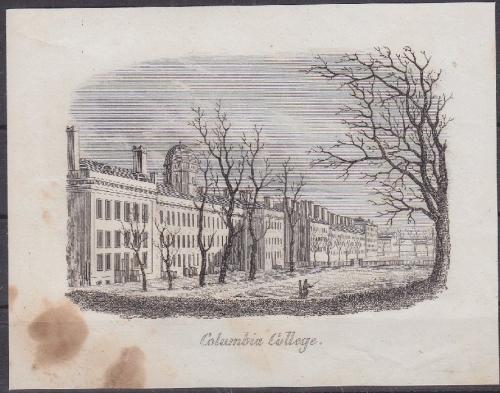 USA - Columbia College, Original-Stich 19. Jhdt., ca. 12x9cm - siehe auch