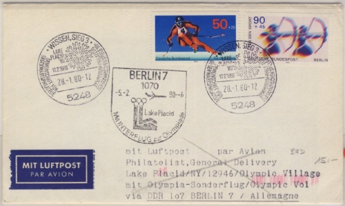 Olympiade 1980, BRD - Zuleitung Interflug Sonderflug Berlin - Lake Placid,