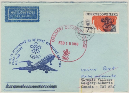 Olympiade 1988 - CSSR - CSA-Sonderluftpost Luftpostbrief Prag - Calgary