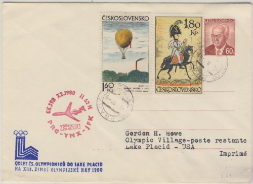 Olympiade 1980 - CSSR - CSA-Sonderflug Ganzsache Prag - Lake Placid