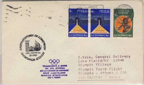Olympiade 1980 - Luxemburg - Zuleitung Olympic Torch Flight Olympia Lake Placid