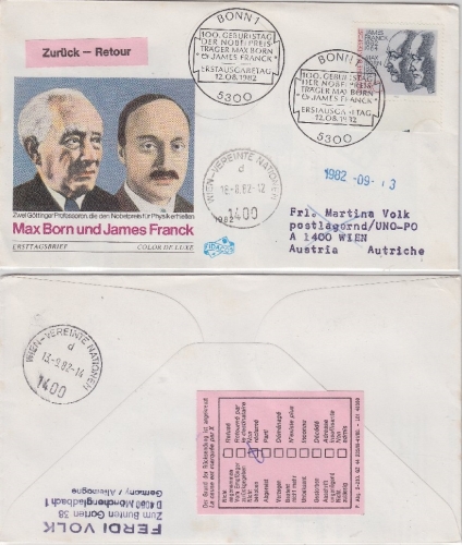 BRD - 80 Pfg. Born/Franck Nobelpreis Schmuck-FDC + ESST Bonn - Wien 1982