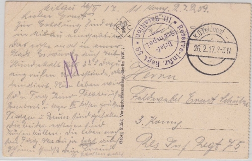 Baltikum - Mitau Kirchenstraße, sw-AK als Feldpostkte./Querverbindung 1917