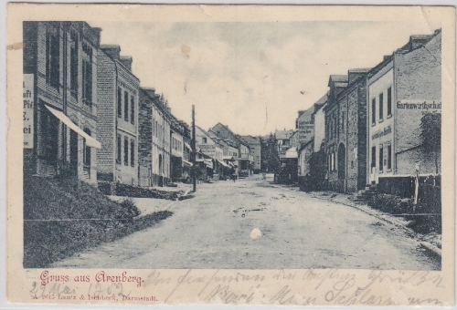Rheinland-Pfalz- Arenberg sw-Strassenansicht Bahnpost Delmenhorst Osnabrück 1902