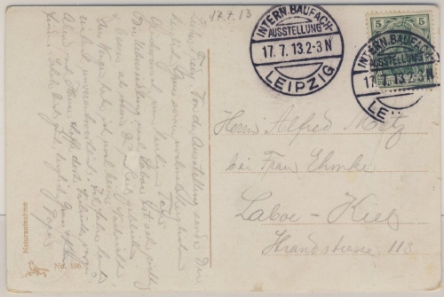 DR - Leipzig 1913 SST Intern. Baufach-Ausstellung Karte n. Laboe