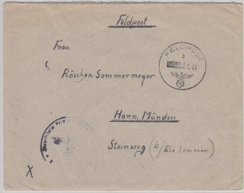 DR - Feldpostbrief Front - Heimat Fp.Nr. 06193E = Seilbahntrupp 623 1941 n.